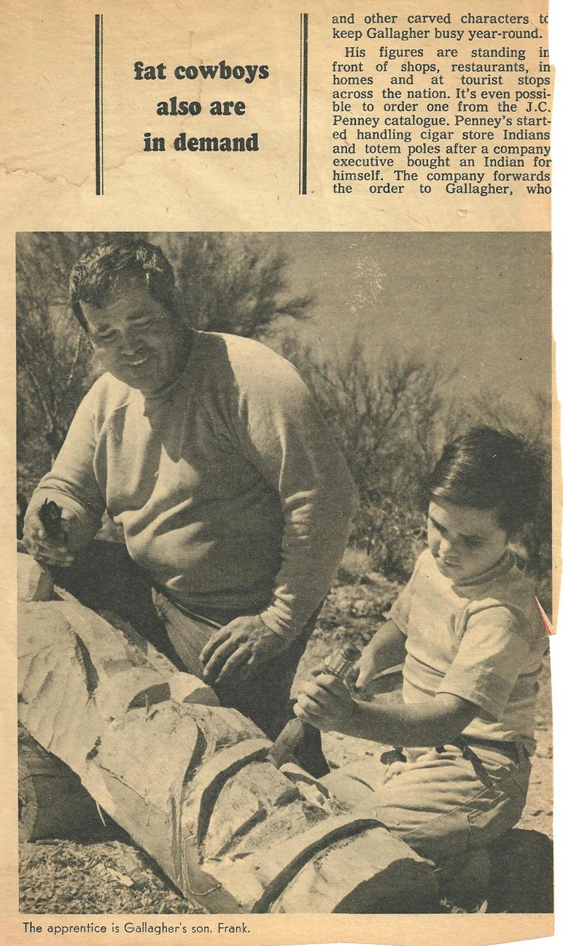 Frank @ 4yrs old carving with his father Ralph Gallagher